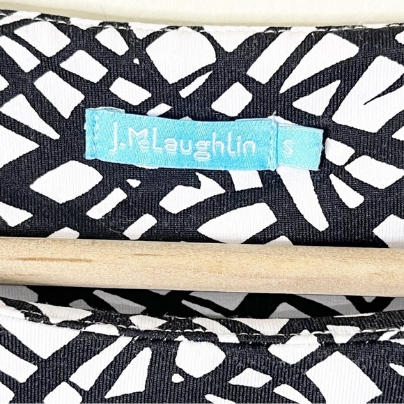 J. McLaughlin Black White Marble Print 3/4 Sleeves Ruched Sage Dress Small - Picture 5 of 9